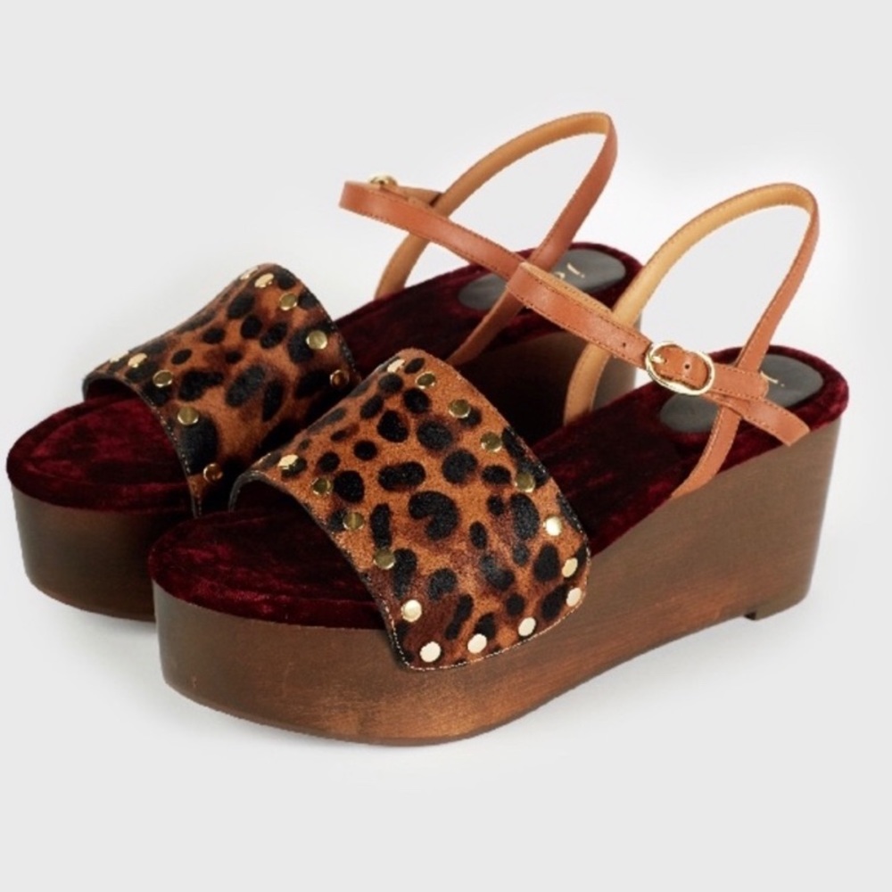 NWT Joie Galla Platform Sandals Leopard Print